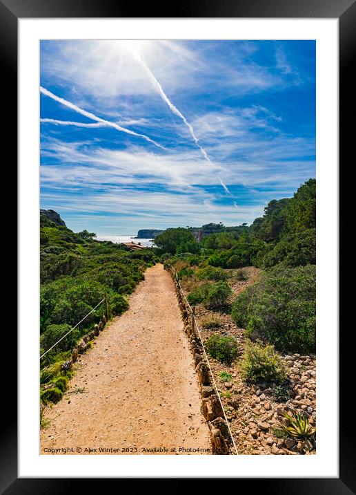 footpath to coast bay on Mallorca island Framed Mounted Print by Alex Winter