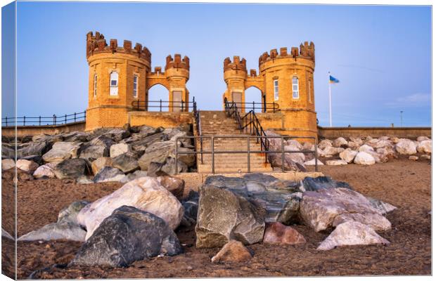 Withernsea Pier Towers Canvas Print by Steve Smith