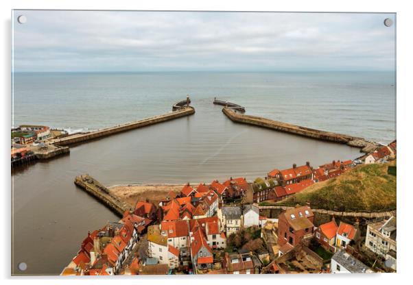 Whitby Piers Acrylic by Steve Smith