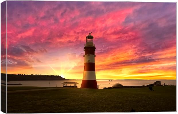 Smeatons Tower Plymouth Hoe Canvas Print by Alison Chambers