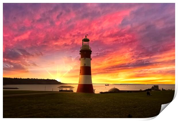 Smeatons Tower Plymouth Hoe Print by Alison Chambers