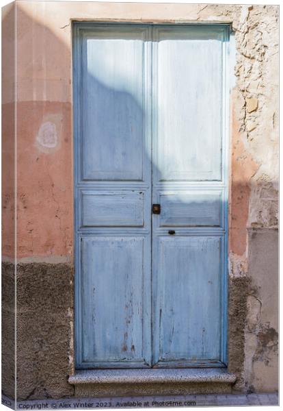 old wooden entrance front door Canvas Print by Alex Winter