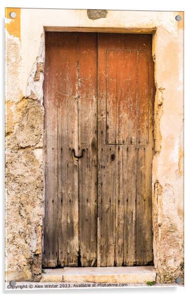 Vintage old wooden front door Acrylic by Alex Winter