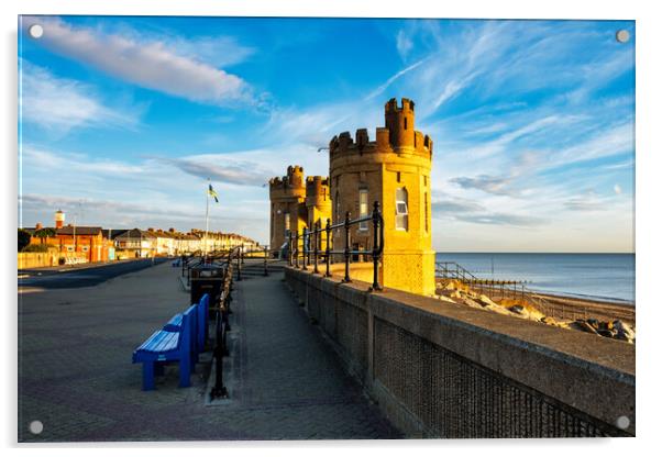 Withernsea Pier Towers Acrylic by Steve Smith