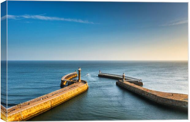 Whitby Piers Canvas Print by Steve Smith