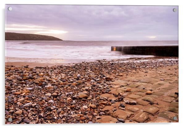 Filey Cobble Landing Acrylic by Tim Hill