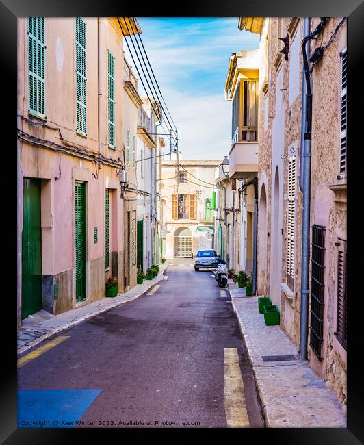 Street in Felanitx, mediterranean old town on Mallorca Framed Print by Alex Winter