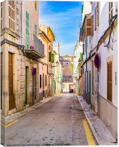 Street in Felanitx mediterranean old town Majorca Canvas Print by Alex Winter