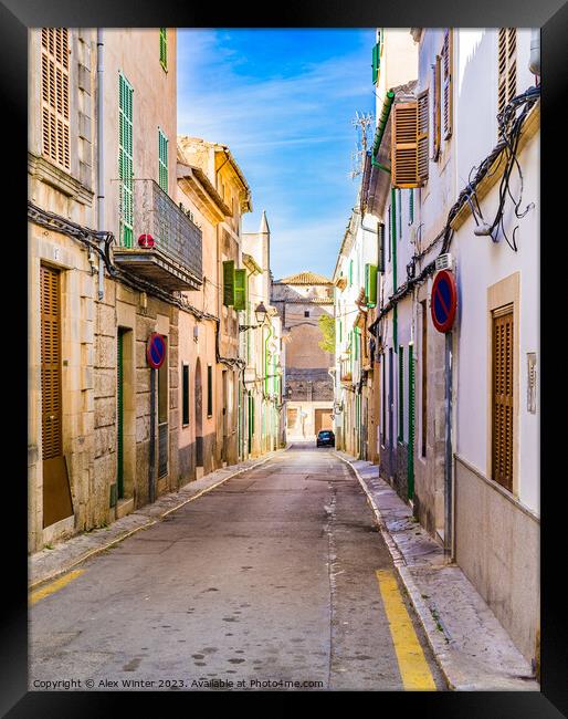 Street in Felanitx mediterranean old town Majorca Framed Print by Alex Winter