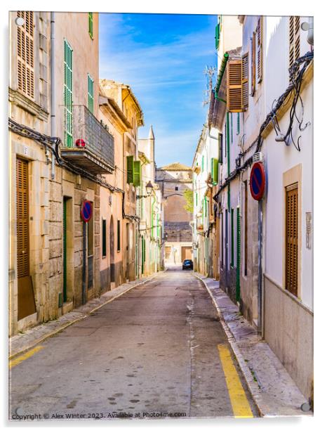 Street in Felanitx mediterranean old town Majorca Acrylic by Alex Winter