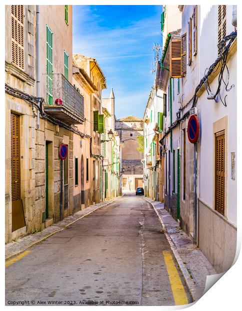 Street in Felanitx mediterranean old town Majorca Print by Alex Winter