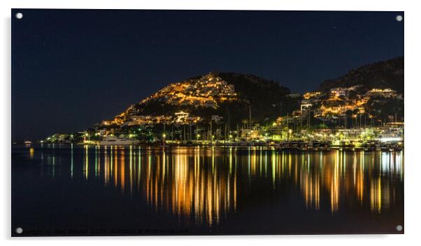 Port de Andratx on Majorca at night Acrylic by Alex Winter