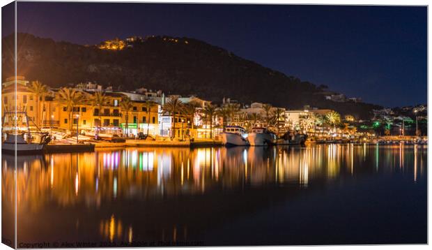 Port de Andratx on Majorca at night Canvas Print by Alex Winter