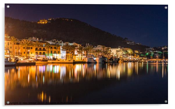 Port de Andratx on Majorca at night Acrylic by Alex Winter