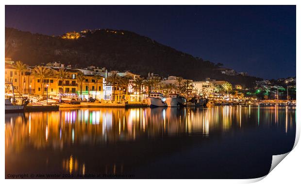 Port de Andratx on Majorca at night Print by Alex Winter