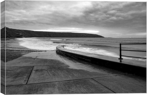 Filey Brigg Black and White Canvas Print by Tim Hill