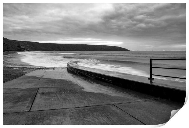 Filey Brigg Black and White Print by Tim Hill