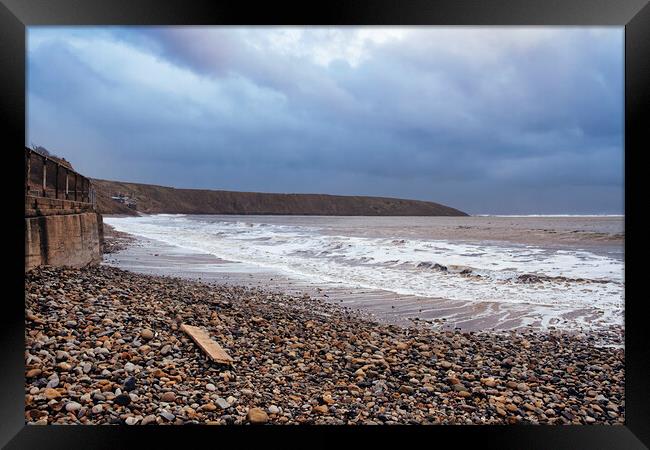 Moody Seascape at Filey Brigg Framed Print by Tim Hill