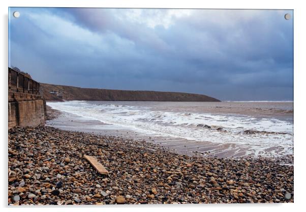 Moody Seascape at Filey Brigg Acrylic by Tim Hill