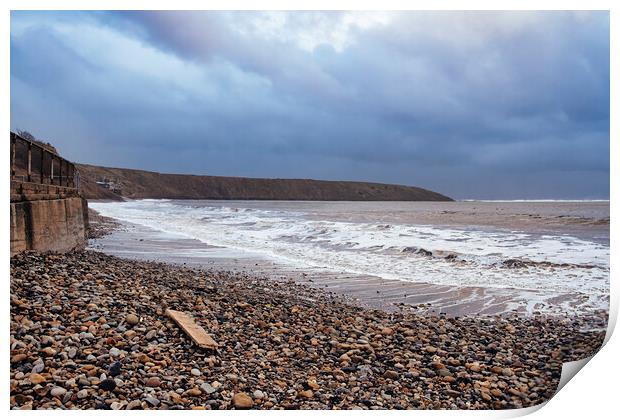 Moody Seascape at Filey Brigg Print by Tim Hill