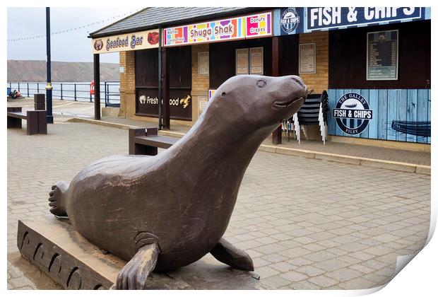 Bonzo the Seal at Filey Print by Tim Hill