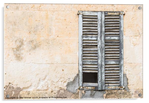 Detail view of old damaged window shutters Acrylic by Alex Winter