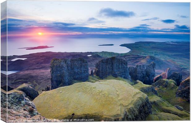 Sunrise over The Table, Quiraing, Isle of Skye Canvas Print by Justin Foulkes