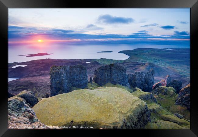 Sunrise over The Table, Quiraing, Isle of Skye Framed Print by Justin Foulkes