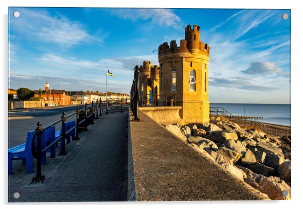 Withernsea Pier Towers Acrylic by Steve Smith