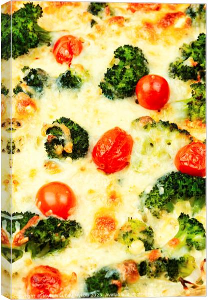 Potato casserole with broccoli, close up Canvas Print by Mykola Lunov Mykola