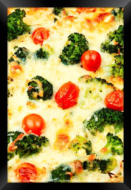 Potato casserole with broccoli, close up Framed Print by Mykola Lunov Mykola