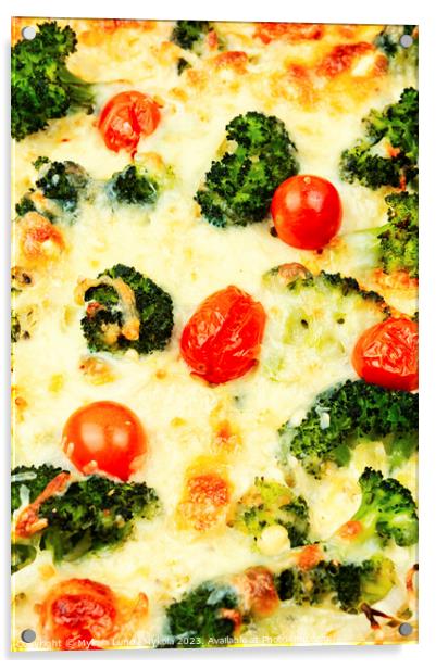 Potato casserole with broccoli, close up Acrylic by Mykola Lunov Mykola
