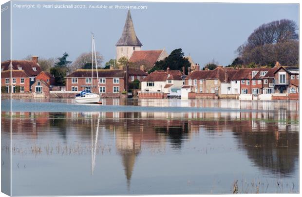Bosham Reflected in Chichester Harbour Sussex Coas Canvas Print by Pearl Bucknall