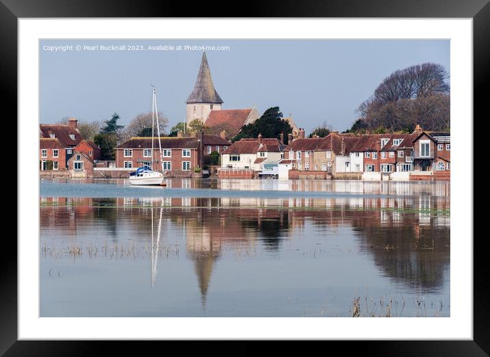 Bosham Reflected in Chichester Harbour Sussex Coas Framed Mounted Print by Pearl Bucknall