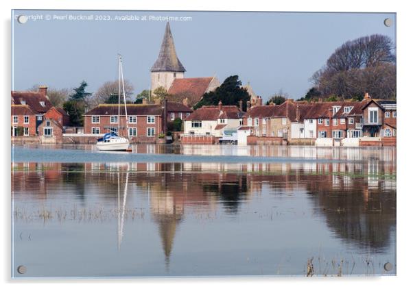 Bosham Reflected in Chichester Harbour Sussex Coas Acrylic by Pearl Bucknall