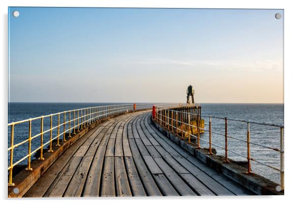 Sunrise over Whitby Pier Acrylic by Steve Smith