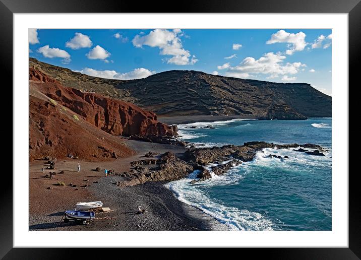 Secluded Beach at El Golfo Framed Mounted Print by Joyce Storey