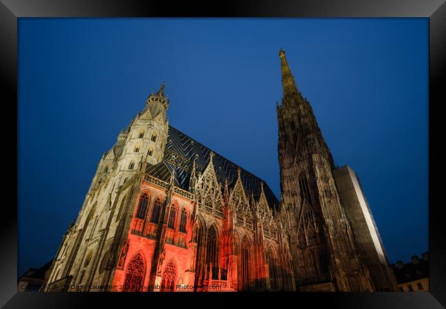Saint Stephen's Cathedral in Vienna at Night Framed Print by Dietmar Rauscher