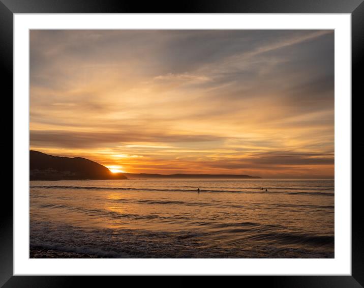 Westward Ho! sunset waves Framed Mounted Print by Tony Twyman