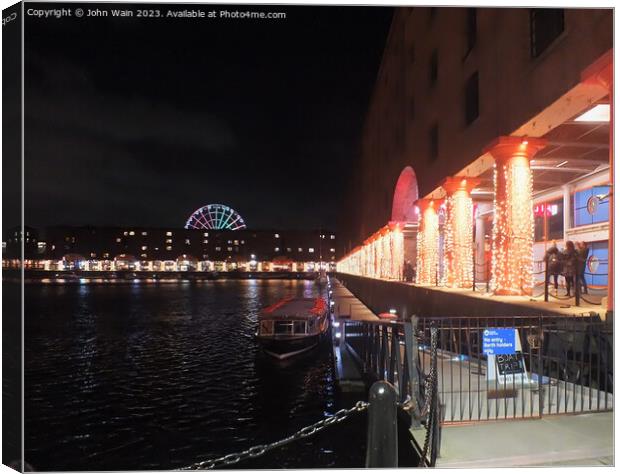 Royal Albert Dock at night Canvas Print by John Wain