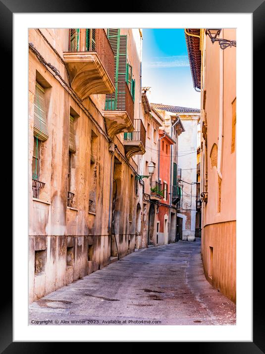 Narrow street, Palma de Majorca Framed Mounted Print by Alex Winter