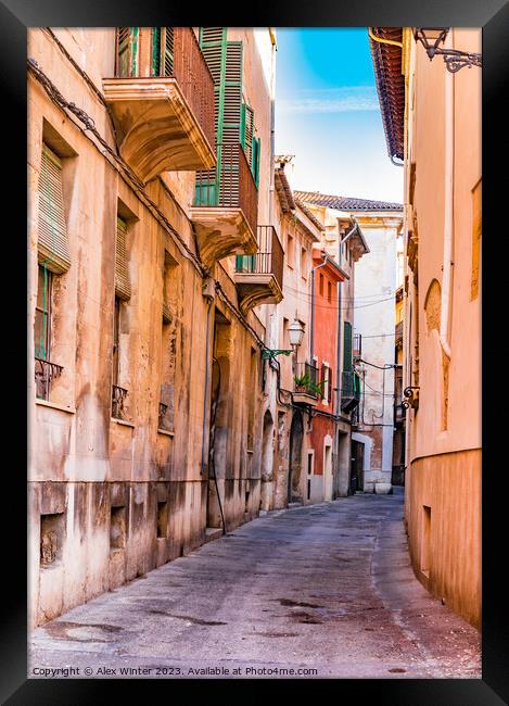 Narrow street, Palma de Majorca Framed Print by Alex Winter
