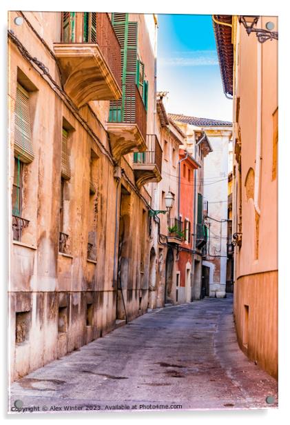 Narrow street, Palma de Majorca Acrylic by Alex Winter