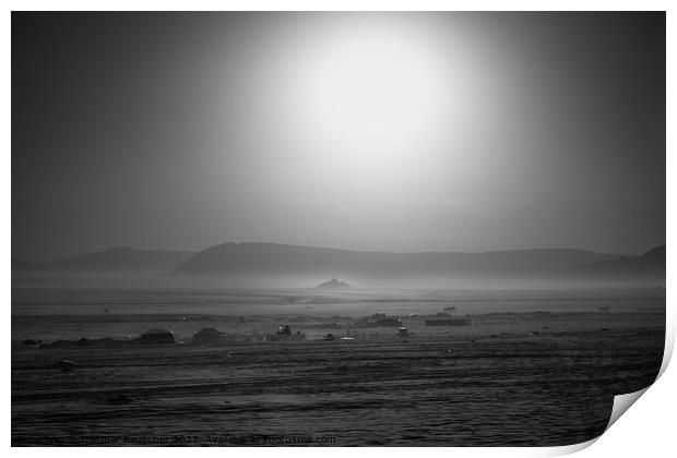 Sunrise over a Bedouin Settlement in Wadi Rum Print by Dietmar Rauscher