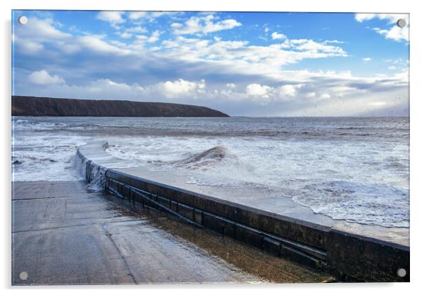 Filey at High Tide Acrylic by Tim Hill