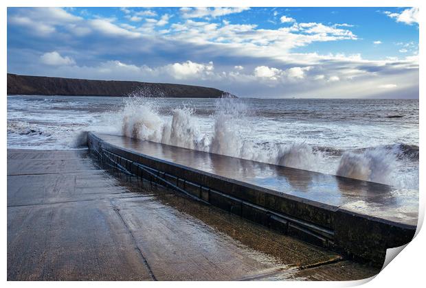 Filey at High Tide Print by Tim Hill