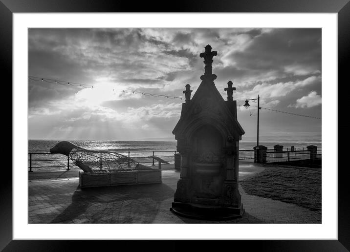 Filey Promenade Black and White Framed Mounted Print by Tim Hill