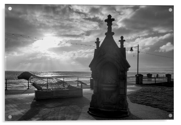 Filey Promenade Black and White Acrylic by Tim Hill