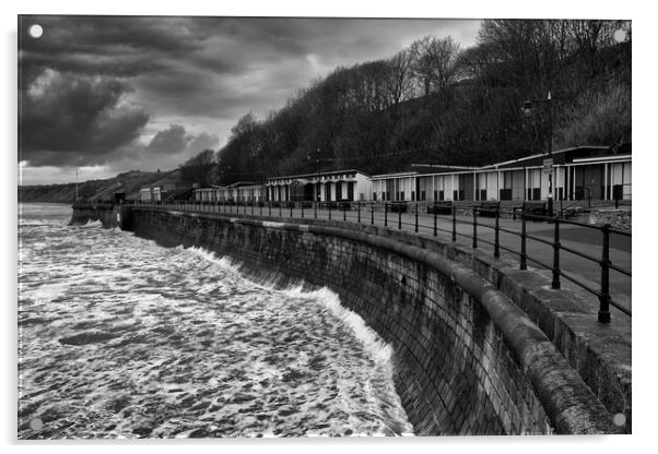 Filey Promenade Black and White Acrylic by Tim Hill