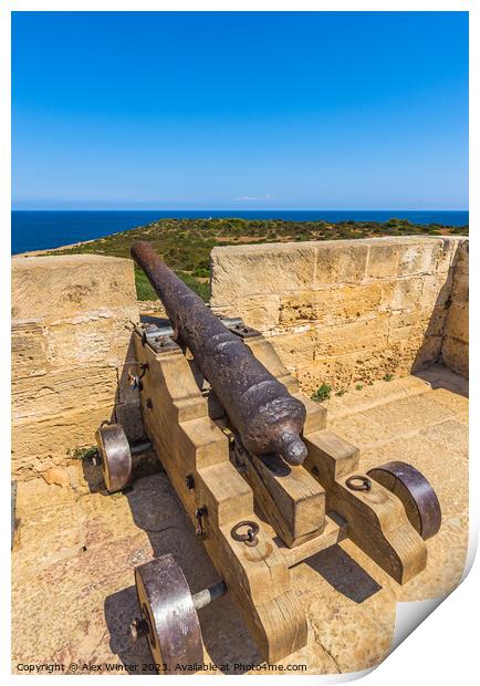 cannon at the coast of Mallorca Print by Alex Winter